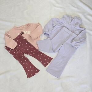 Rabbit And Bear And Carter's Toddler Girl Pant Sets Bundle  Of Two. Size 24mo
